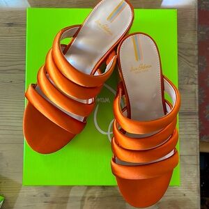 Sam, Edelman, women’s orange Yuki sandals, size 7 1/2 brand new in box
